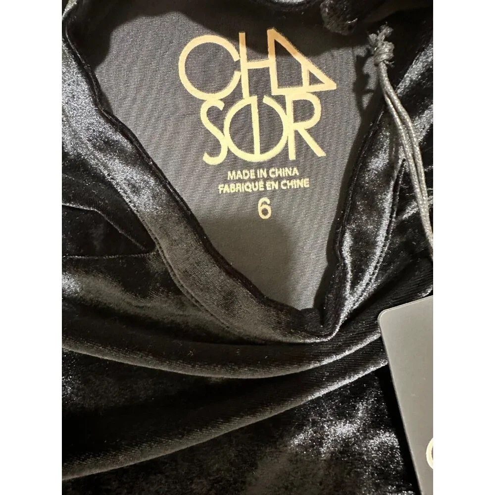 Chaser Girls Size 6 Black Velvet Long Sleeve‎ Crew Neck Pullover Sweatshirt NWT